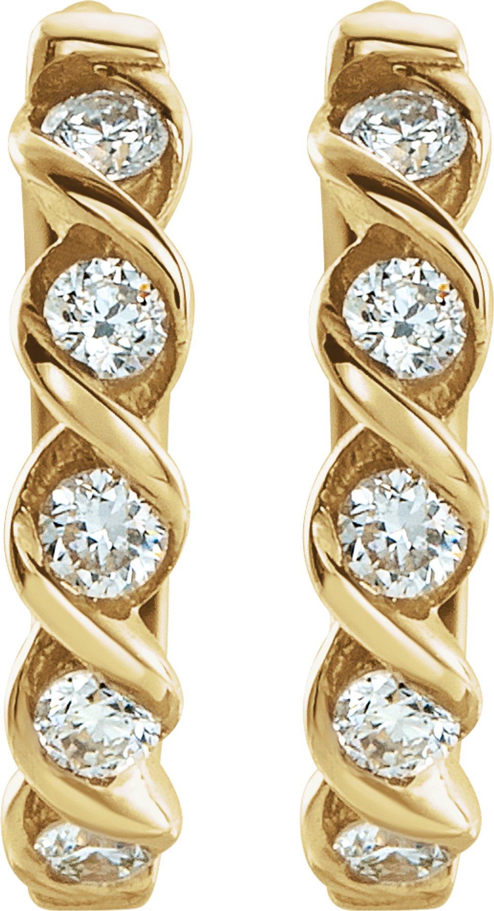 14K Yellow Gold 1/10 CTW Lab-Grown Diamond 9 mm Hoop Earrings