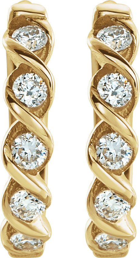 14K Yellow Gold 1/10 CTW Lab-Grown Diamond 9 mm Hoop Earrings