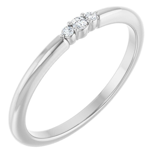 14K White .03 CTW Natural Diamond Stackable Ring 