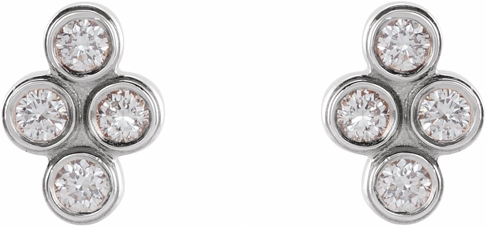 14K White 1/10 CTW Natural Diamond Cluster Earrings