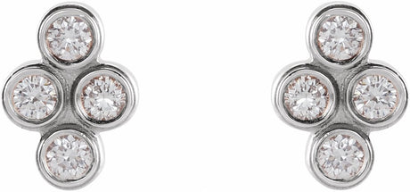 14K White 1/10 CTW Natural Diamond Cluster Earrings