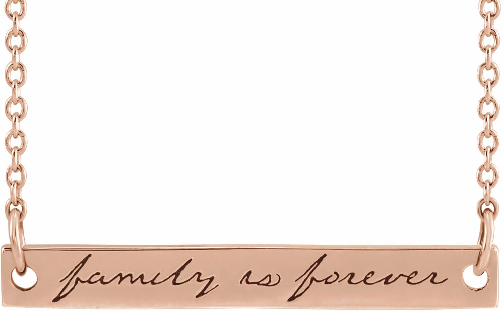 14K Rose Gold Family is Forever Bar 18" Necklace