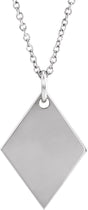 Sterling Silver Engravable Diamond-Shaped 16-18" Necklace