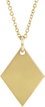 14K Yellow Engravable Diamond-Shaped 16-18" Necklace