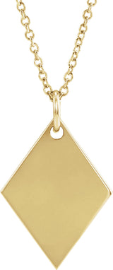 14K Yellow Engravable Diamond-Shaped 16-18" Necklace