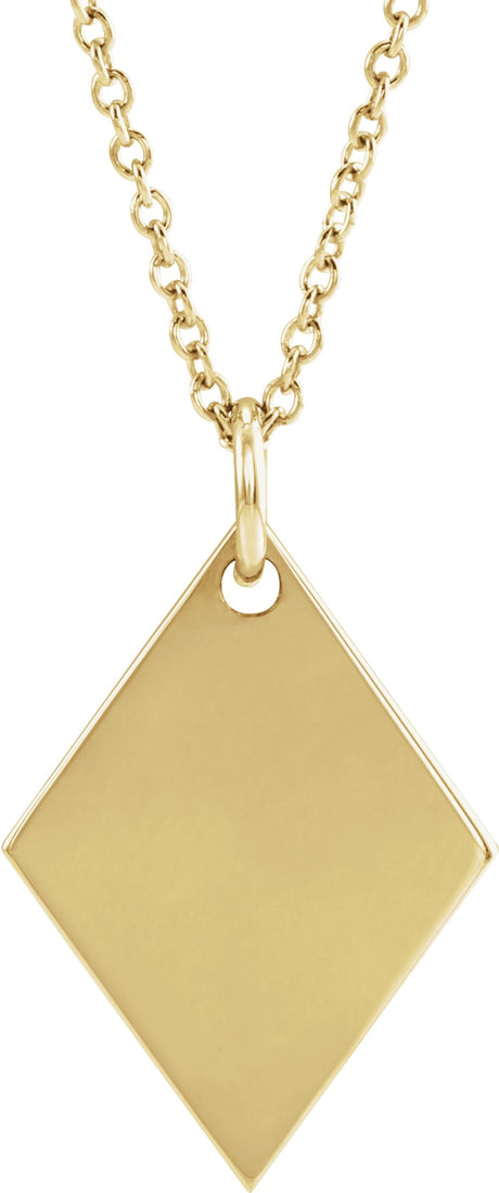 14K Yellow Engravable Diamond-Shaped 16-18" Necklace