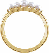 14K Yellow Pearl & .03 CTW Natural Diamond Contour Band