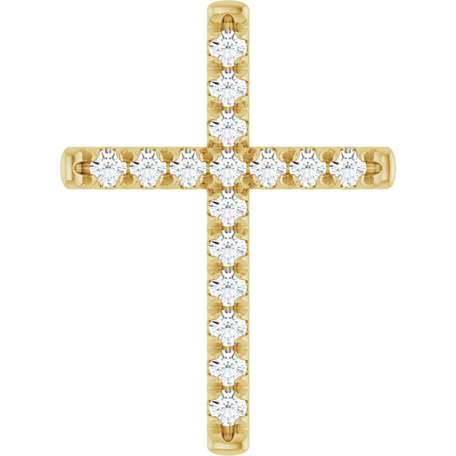 14K Yellow 3/4 CTW Natural Diamond French-Set Cross Pendant