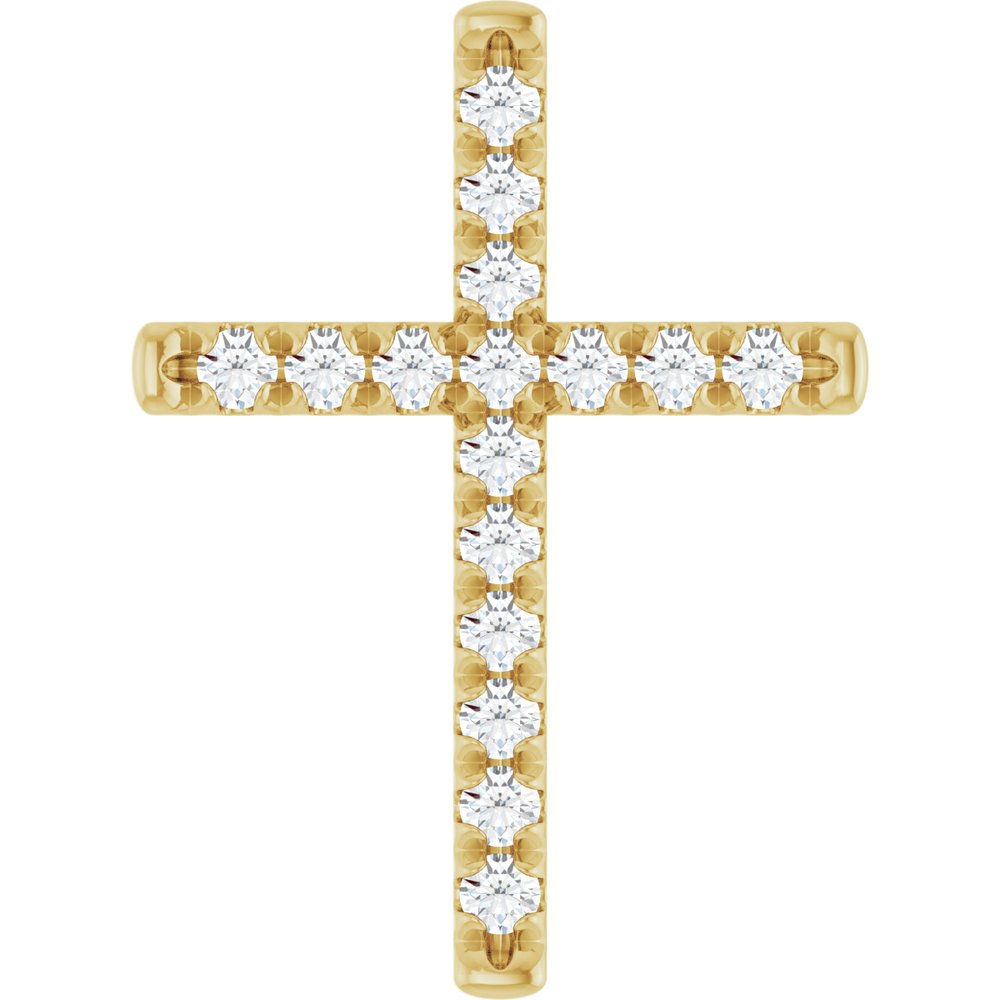 14K Yellow Gold 3/4 CTW Natural Diamond French-Set Cross Pendant