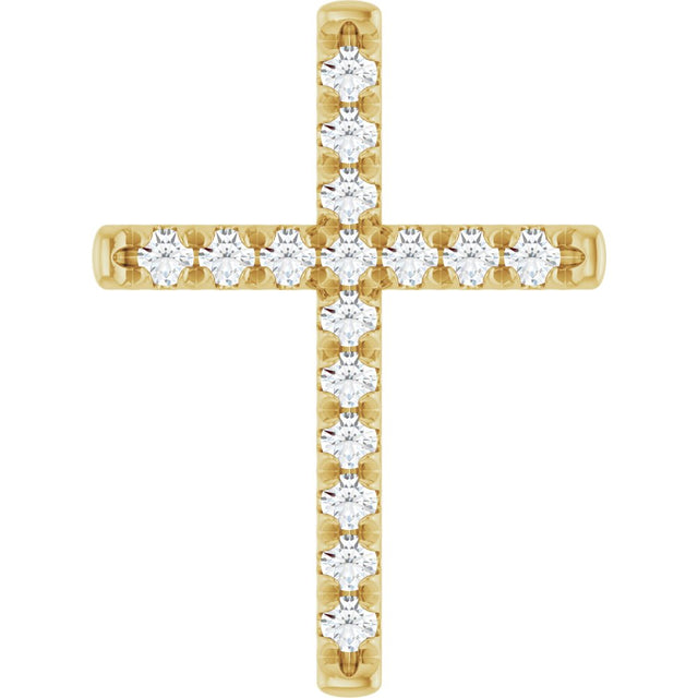14K Yellow Gold 3/4 CTW Natural Diamond French-Set Cross Pendant