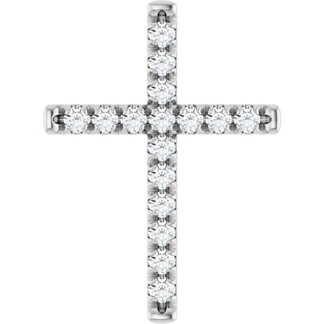 14K White 3/4 CTW Natural Diamond French-Set Cross Pendant