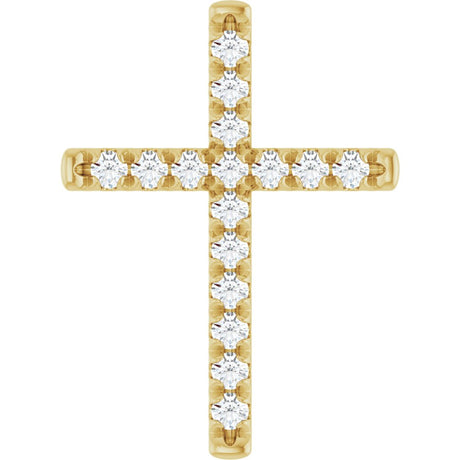 14K Yellow Gold 1 CTW Natural Diamond French-Set Cross Pendant