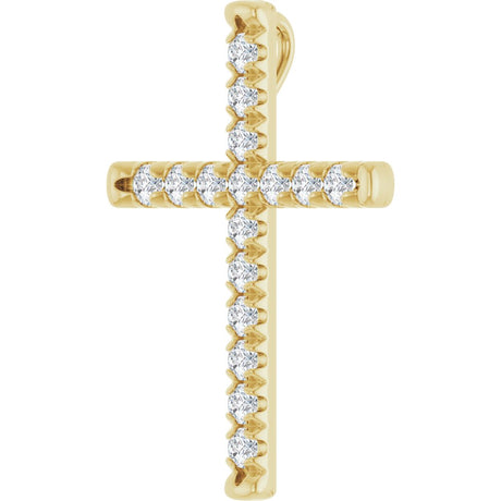14K Yellow Gold 1 CTW Natural Diamond French-Set Cross Pendant