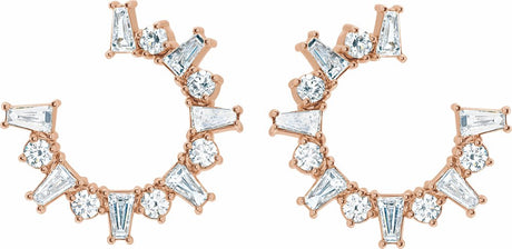 14K Rose Gold 1 CTW Natural Diamond Front-Facing Hoop Earrings