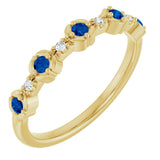 14K Yellow Natural Blue Sapphire & .04 CTW Natural Diamond Stackable Ring