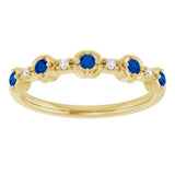 14K Yellow Natural Blue Sapphire & .04 CTW Natural Diamond Stackable Ring