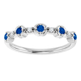 14K White Natural Blue Sapphire & .04 CTW Natural Diamond Stackable Ring