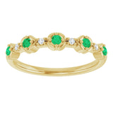 14K Yellow Natural Emerald & .04 CTW Natural Diamond Stackable Ring