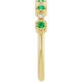 14K Yellow Natural Emerald & .04 CTW Natural Diamond Stackable Ring