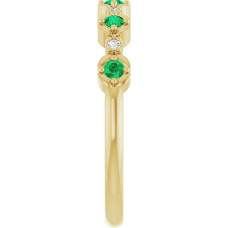 14K Yellow Natural Emerald & .04 CTW Natural Diamond Stackable Ring