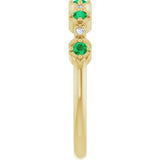 14K Yellow Natural Emerald & .04 CTW Natural Diamond Stackable Ring