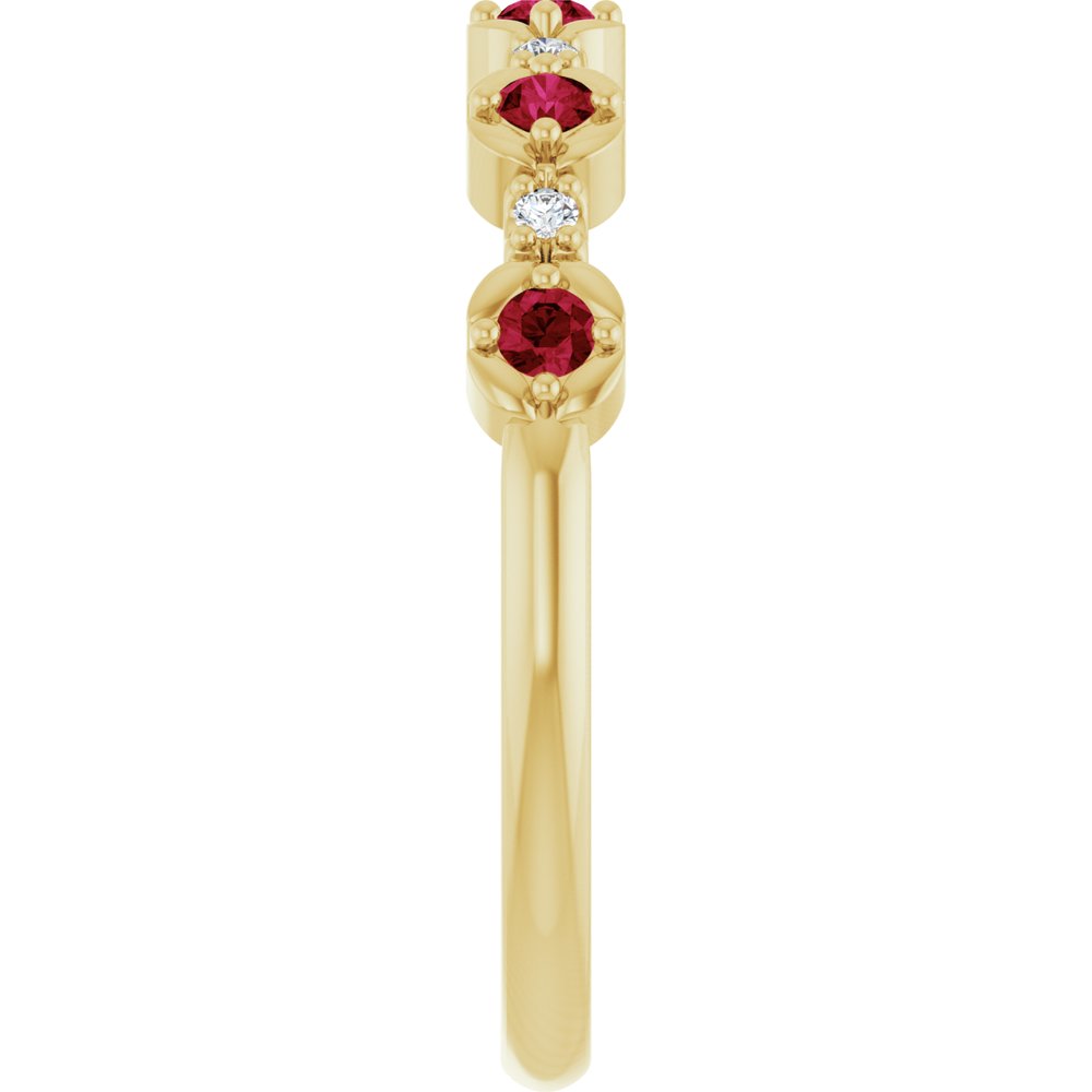 14K Yellow Natural Ruby & .04 CTW Natural Diamond Stackable Ring