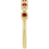 14K Yellow Natural Ruby & .04 CTW Natural Diamond Stackable Ring