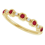 14K Yellow Natural Ruby & .04 CTW Natural Diamond Stackable Ring