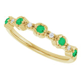 14K Yellow Natural Emerald & .04 CTW Natural Diamond Stackable Ring