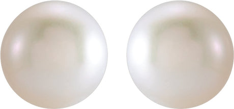 14K Yellow Gold 3 mm Cultured White Freshwater Pearl Earrings