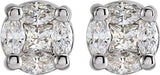 14K White 1/3 CTW Natural Diamond Cluster Earrings