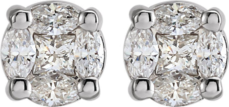 14K White 1/3 CTW Natural Diamond Cluster Earrings