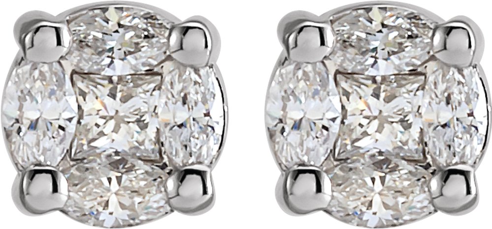 14K White Gold 1/3 CTW Natural Diamond Cluster Earrings