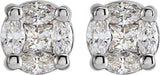 14K White Gold 1/3 CTW Natural Diamond Cluster Earrings