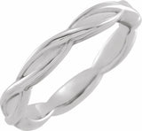 14K White Gold 3.28 mm Woven-Design Comfort-Fit Band Size 7