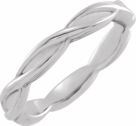 14K White Gold 3.28 mm Woven-Design Comfort-Fit Band Size 7