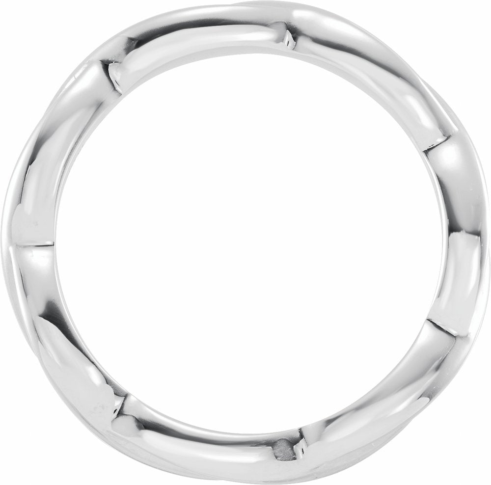 14K White Gold 3.28 mm Woven-Design Comfort-Fit Band Size 7
