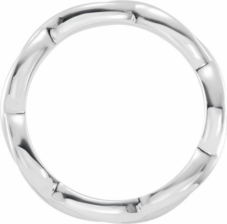 14K White Gold 3.28 mm Woven-Design Comfort-Fit Band Size 7