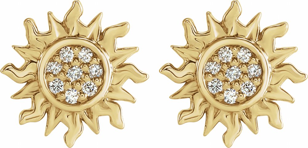 14K Yellow .04 CTW Natural Diamond Sun Earrings