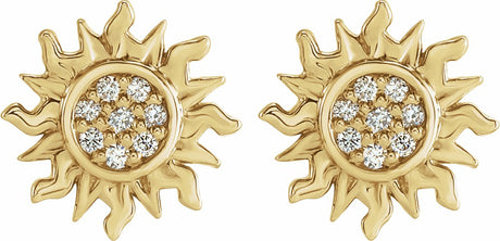 14K Yellow .04 CTW Natural Diamond Sun Earrings