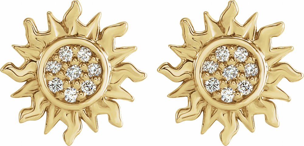 14K Yellow Gold .04 CTW Natural Diamond Sun Earrings