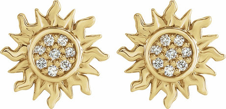 14K Yellow Gold .04 CTW Natural Diamond Sun Earrings
