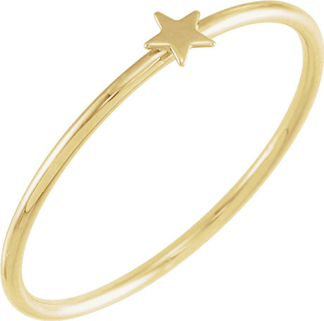 14K Yellow Gold Stackable Star Ring