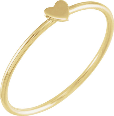 14K Yellow Gold Stackable Heart Ring Size 6