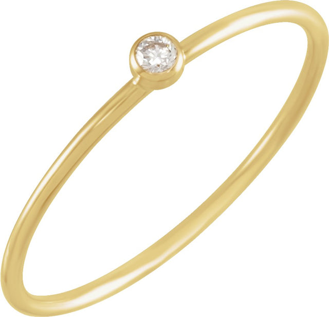 14K Yellow Gold .03 CT Natural Diamond Stackable Ring Size 6