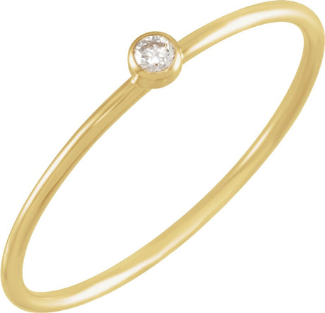14K Yellow Gold .03 CT Natural Diamond Stackable Ring Size 6