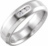 14K White 1/8 CTW Natural Diamond Beveled Edge Band Size 10
