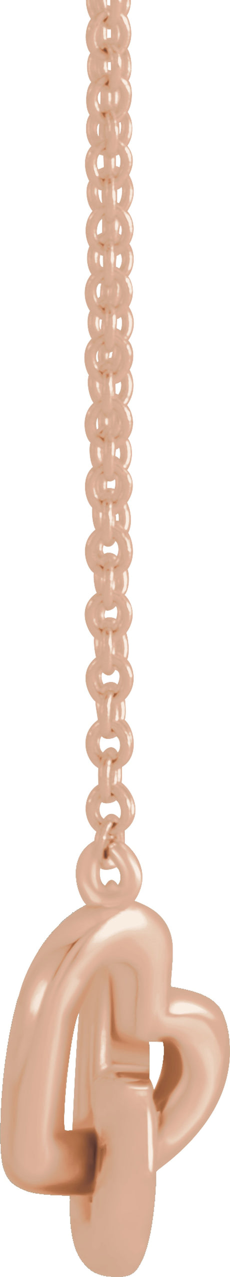 14K Rose Interlocking Heart 16" Necklace