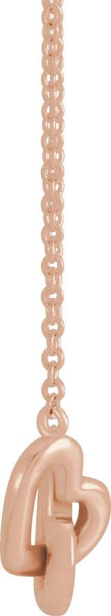 14K Rose Gold Interlocking Heart 16" Necklace 