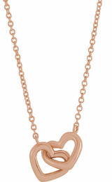 14K Rose Gold Interlocking Heart 16" Necklace 